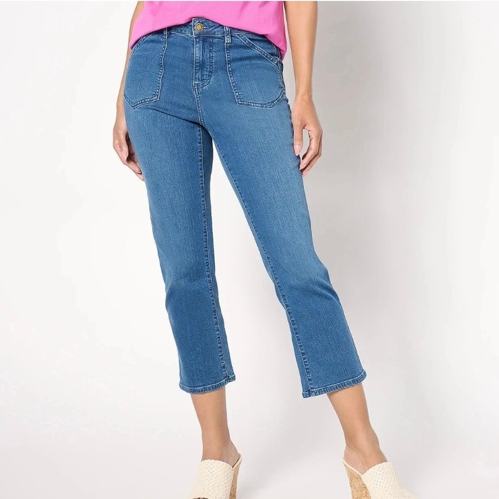 Belle by Kim Gravel TripleLuxe Denim Fun Pocket Jean Rinse Wash Tall Size 28